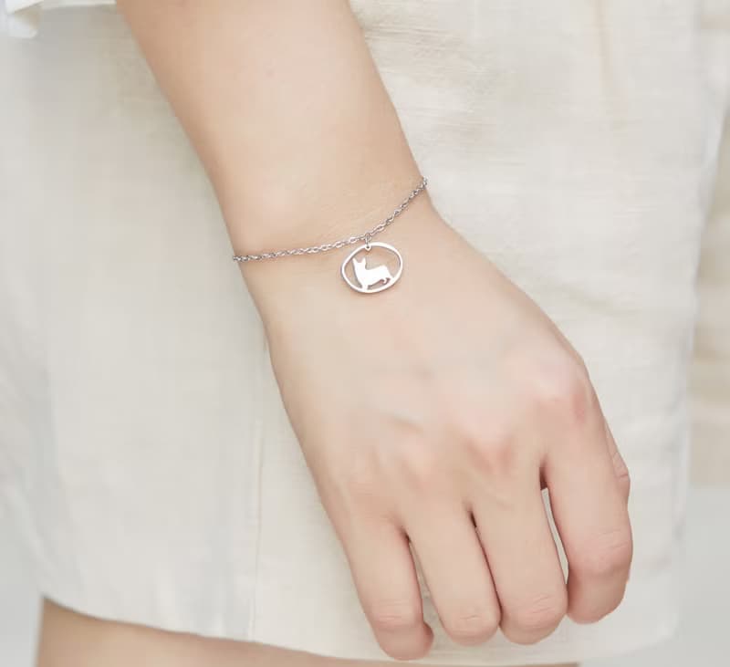 柯基手鍊 - 狗狗小印章系列-抗敏醫療鋼