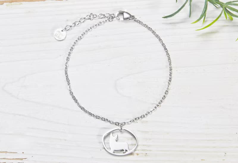 柯基手鍊 - 狗狗小印章系列-抗敏醫療鋼