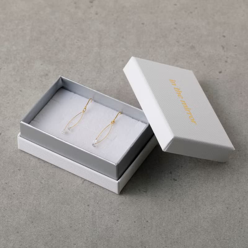 【Pinkoi限定商品】double gems pierced earring SV ニッケルフリーピアス　キュービックジルコニアが揺れるピアス　シルバー