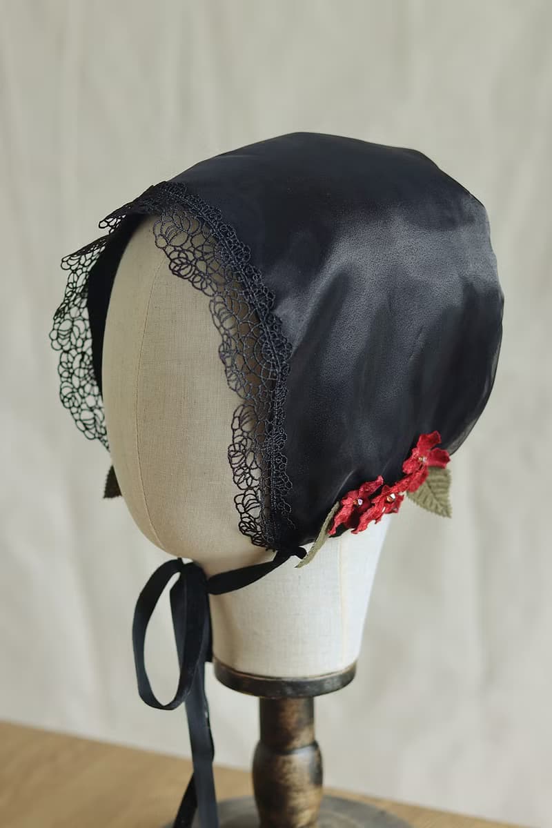 手作黑色女帽子 Bonnet
