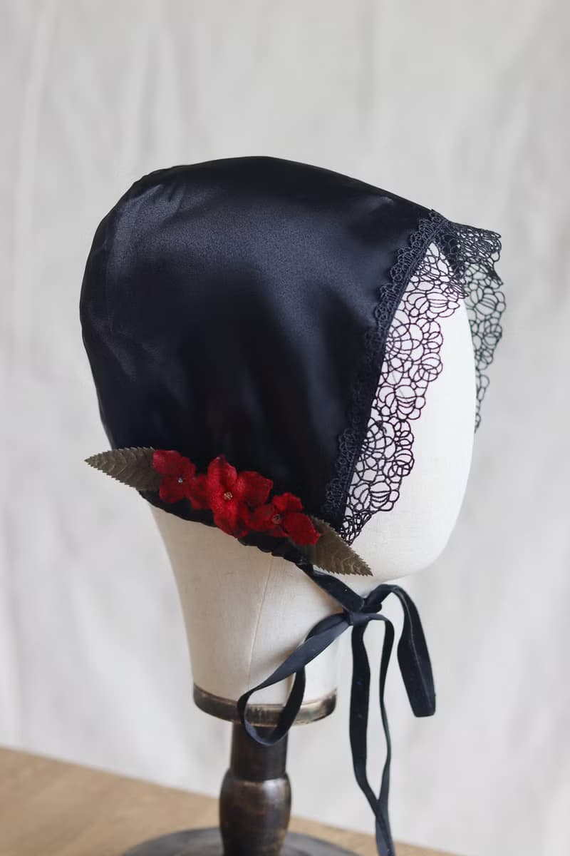 手作黑色女帽子 Bonnet