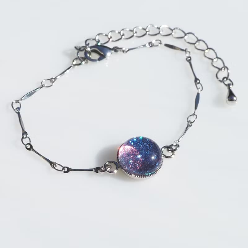 色が変わる光るガラス(きらり【白光マジック】)ブレスレット/アンクレット【長さ選べます】【受注制作】