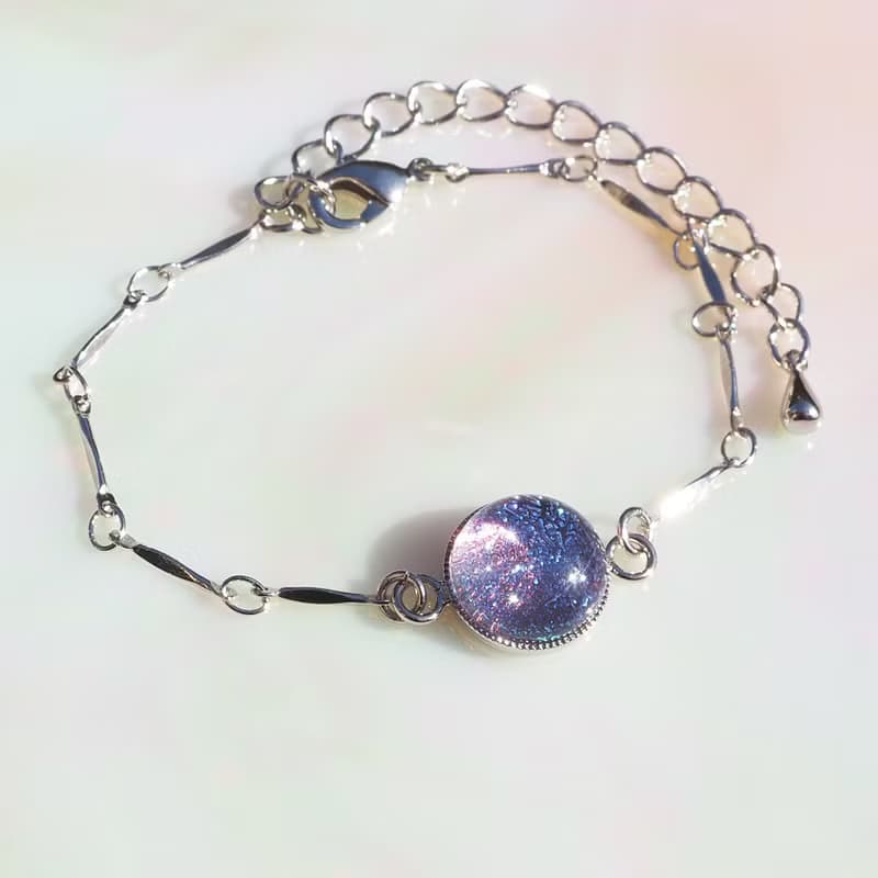 色が変わる光るガラス(きらり【白光マジック】)ブレスレット/アンクレット【長さ選べます】【受注制作】