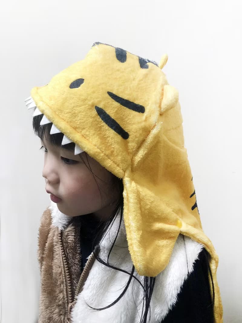 日本Magnets動物造型柔軟立體可懸掛速乾柔軟乾髮帽(黃色大老虎)