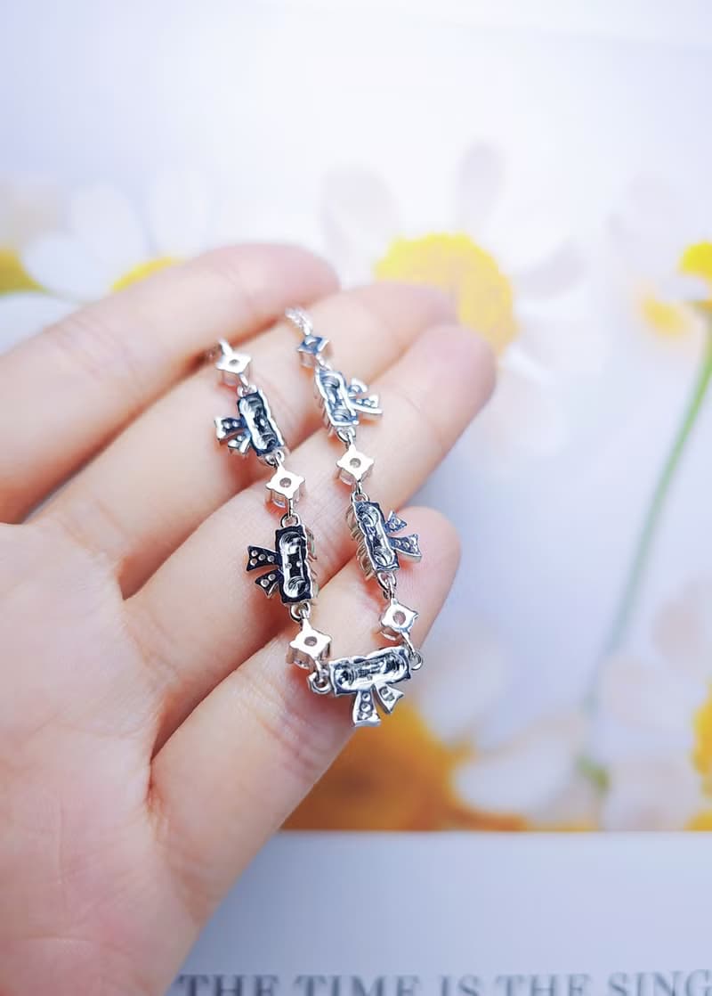 |轉運彩虹仙女|A貨翡翠冰玻多寶彩虹蛋面4mm純銀蝴蝶結手鏈