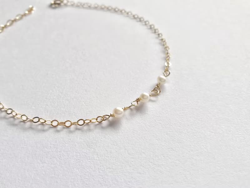 小清新 珍珠手鍊/腳鍊 SV925/14KGF  Pearl 迷你淡水珍珠