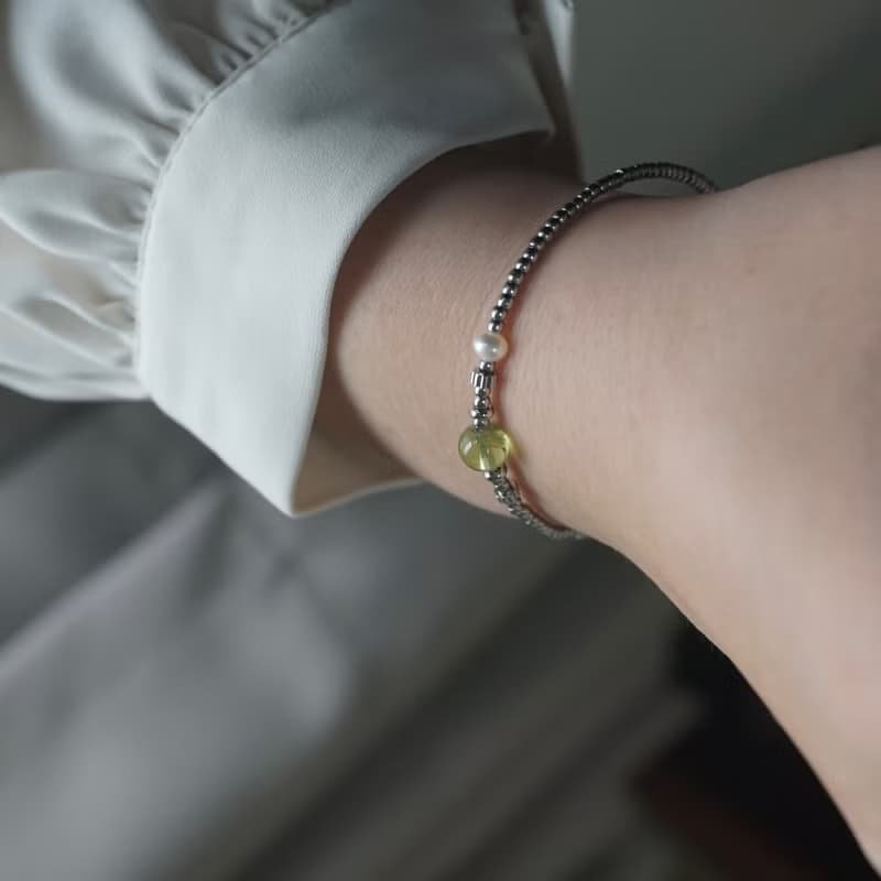 ll 橄欖石與淡水珍珠 ll 橄欖石 淡水珍珠 醫療鋼手鍊 BR-00046