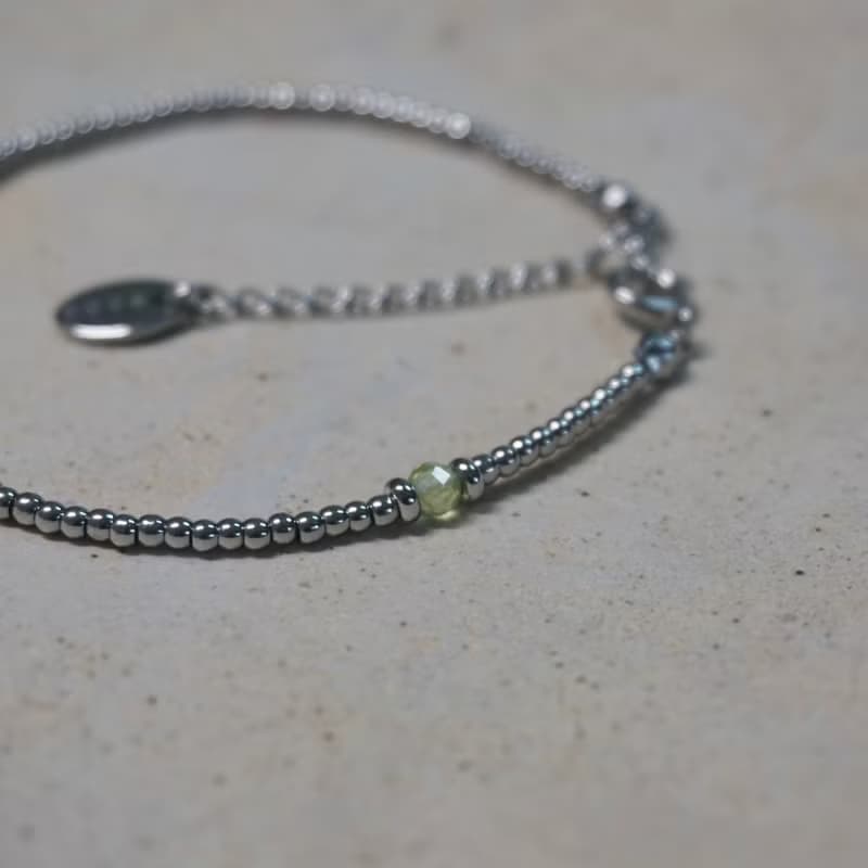 ll 橄欖石與淡水珍珠 ll 橄欖石 淡水珍珠 醫療鋼手鍊 BR-00046