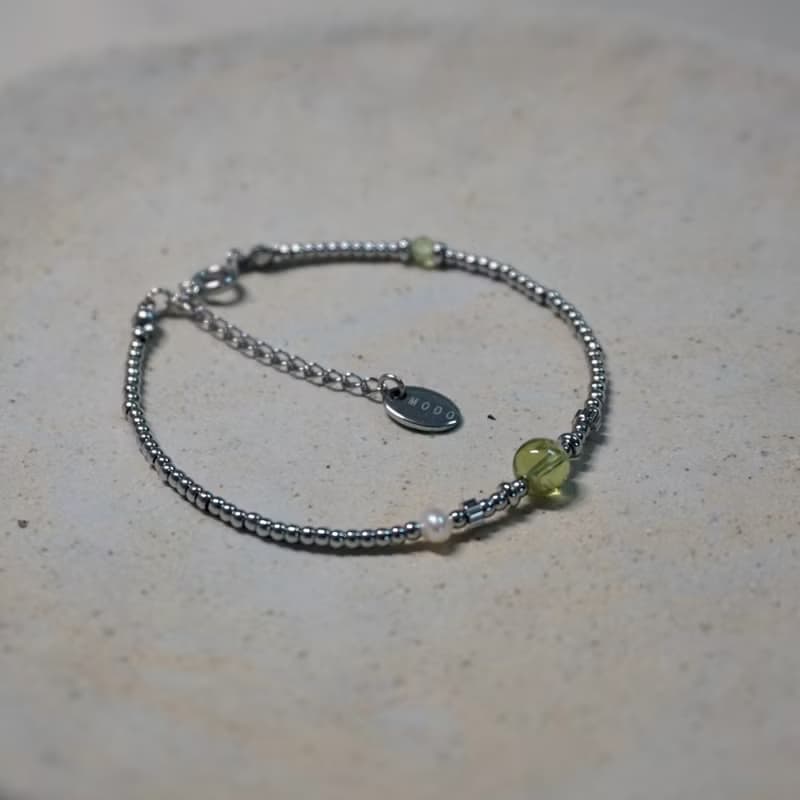 ll 橄欖石與淡水珍珠 ll 橄欖石 淡水珍珠 醫療鋼手鍊 BR-00046