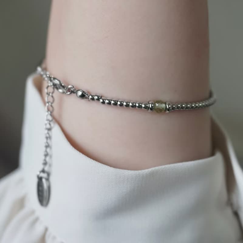 ll 橄欖石與淡水珍珠 ll 橄欖石 淡水珍珠 醫療鋼手鍊 BR-00046