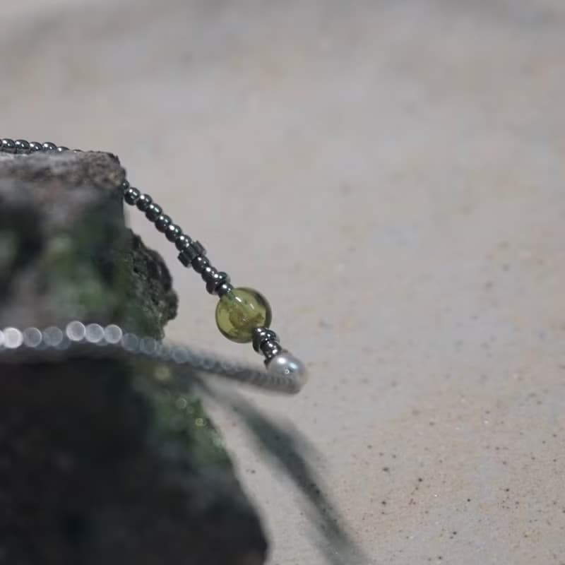 ll 橄欖石與淡水珍珠 ll 橄欖石 淡水珍珠 醫療鋼手鍊 BR-00046