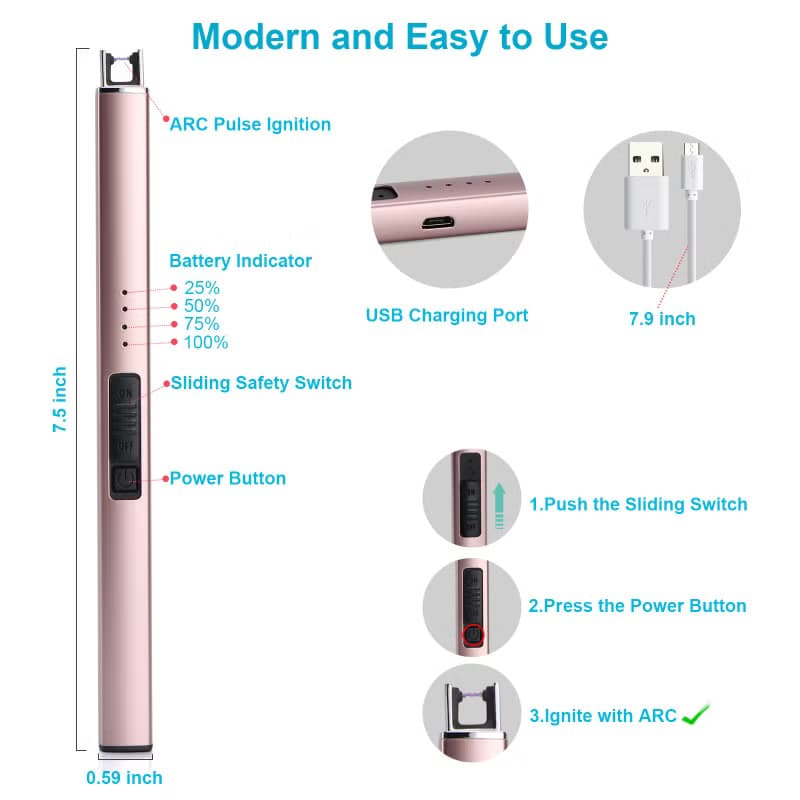USB充電式多功能點火器 蠟燭點火器 香氛蠟燭必備 附充電線