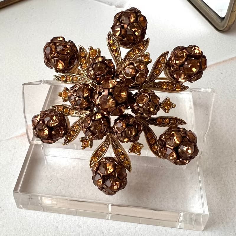 Albert Weiss Vintage Brooch 1960 USA signed weiss cognac brown pin gift idea