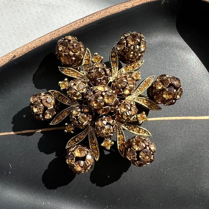 Albert Weiss Vintage Brooch 1960 USA signed weiss cognac brown pin gift idea