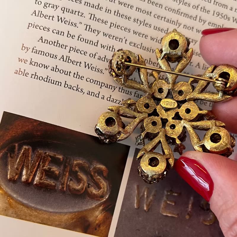 Albert Weiss Vintage Brooch 1960 USA signed weiss cognac brown pin gift idea