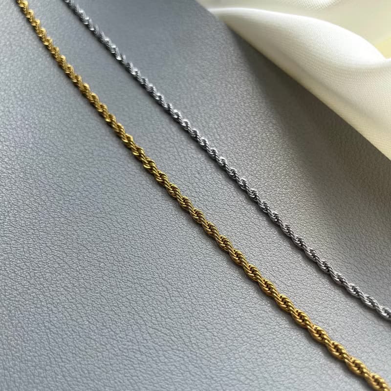 金属アレルギー対応　316L サージカルステンレス　ロープチェーン  ネックレス  防過敏　項鍊