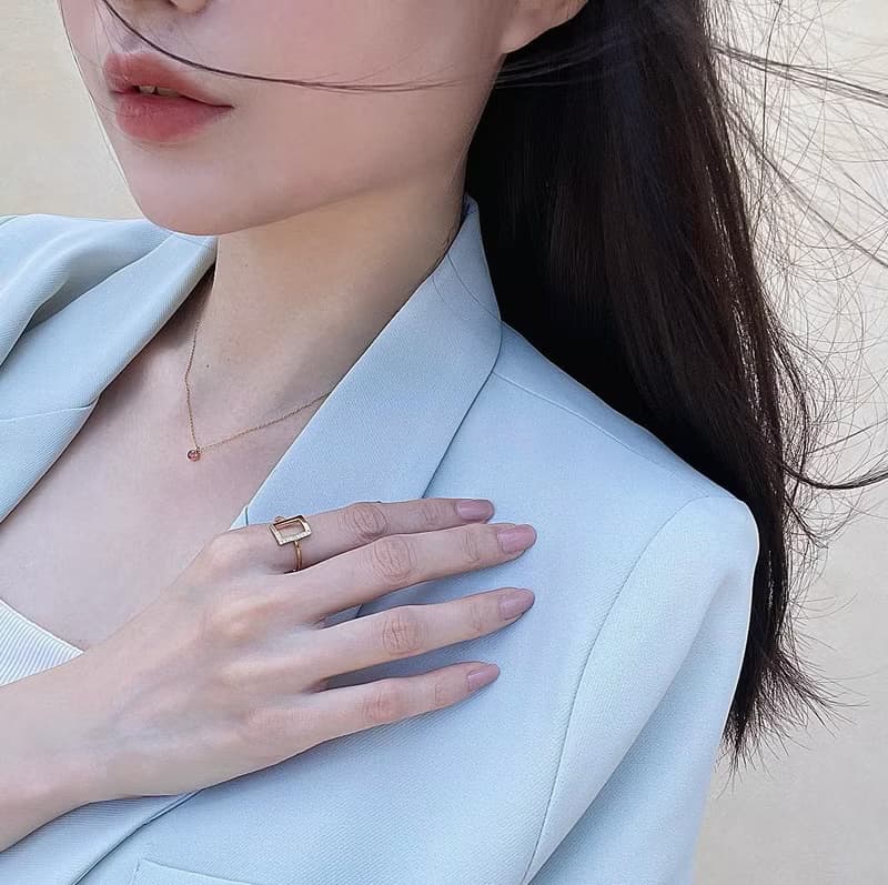 石榴紅生日石項鍊/316醫療鋼項鍊 誕生石 鎖骨鍊 14K金色 項鍊