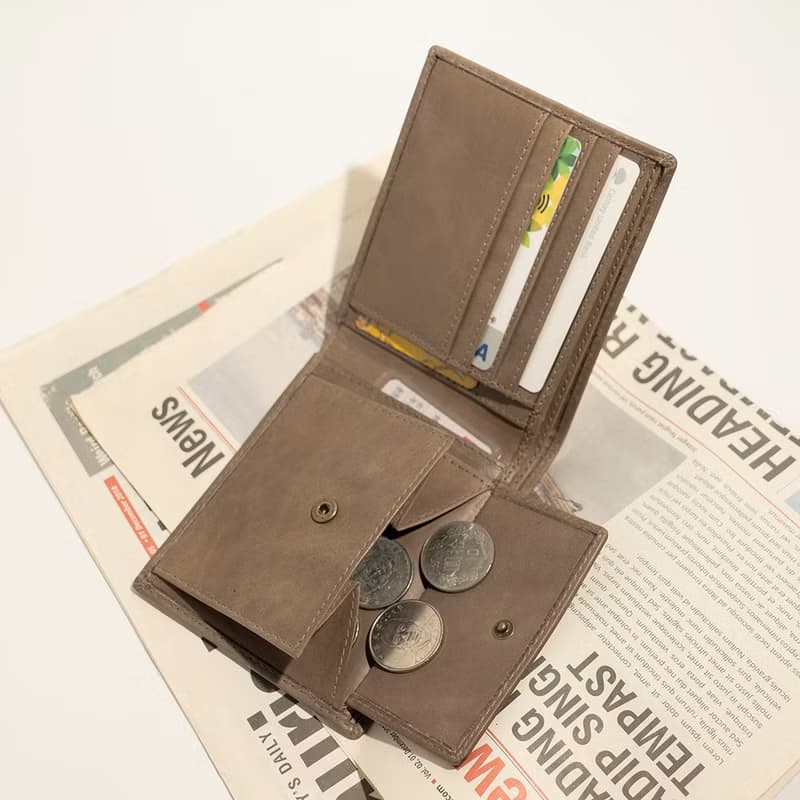 【24hr快速出貨】真皮輕薄對折零錢短夾-075236 五色