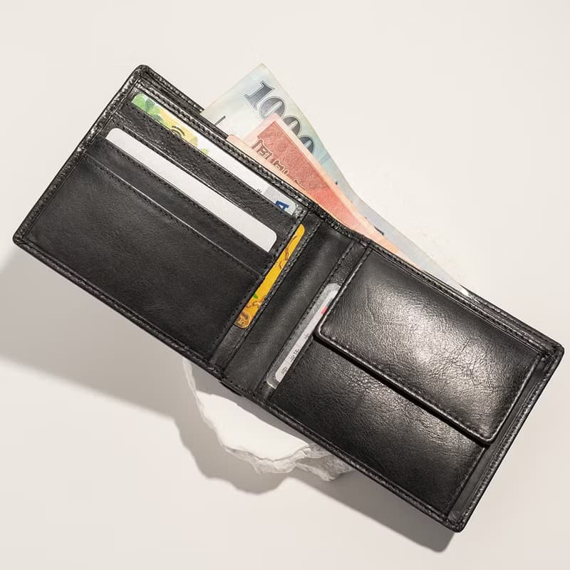 【24hr快速出貨】真皮輕薄對折零錢短夾-075236 五色