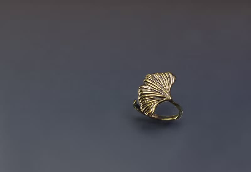 手繪系列-銀杏設計黃銅戒
