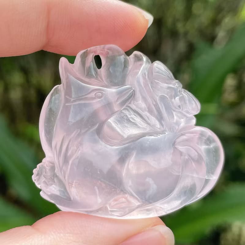 粉水晶狐蝶狐仙 x 日本珠設計款項鍊