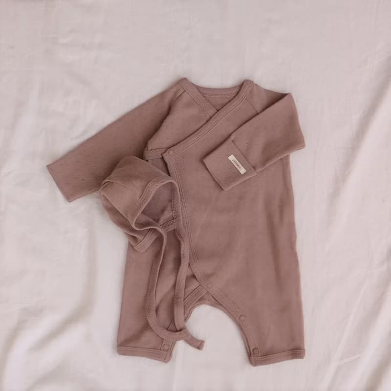 韓國透氣全綿通花布料新生兒套裝  •Ohoh Newborn Set•