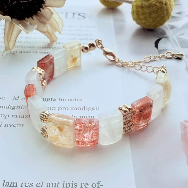 晨光誓言方晶手鍊・藍月光、黃水晶、金太陽石原創設計