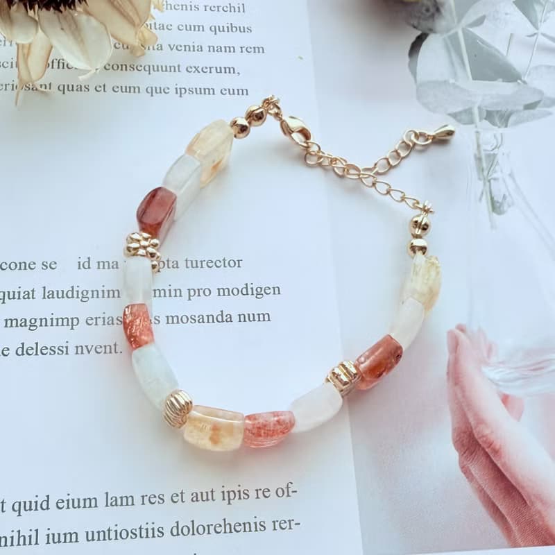 晨光誓言方晶手鍊・藍月光、黃水晶、金太陽石原創設計