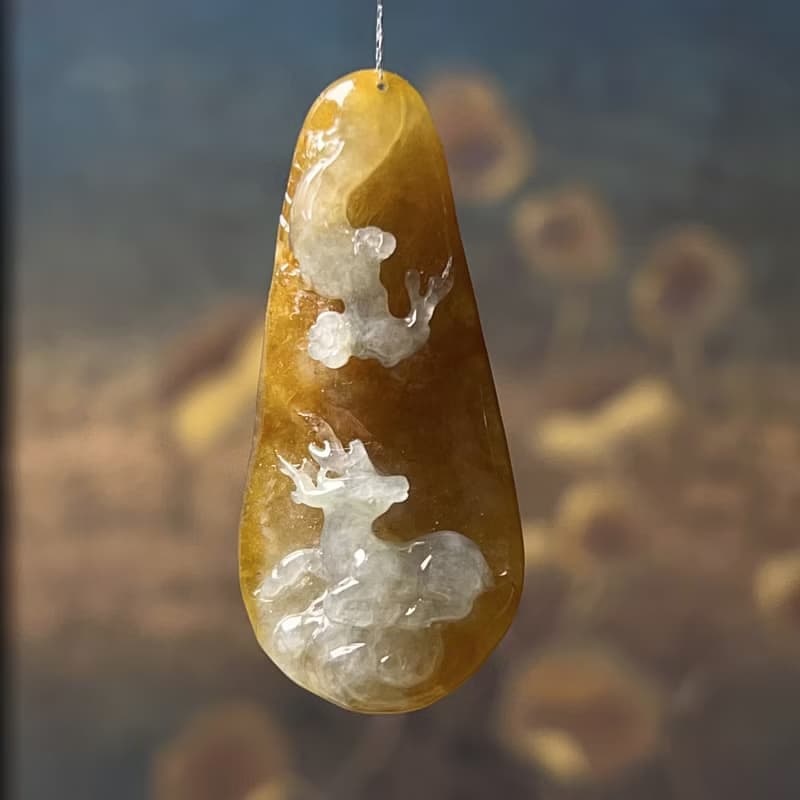冰飄黃翡翠一鹿有您 | 天然緬甸A貨翡翠 | 送禮