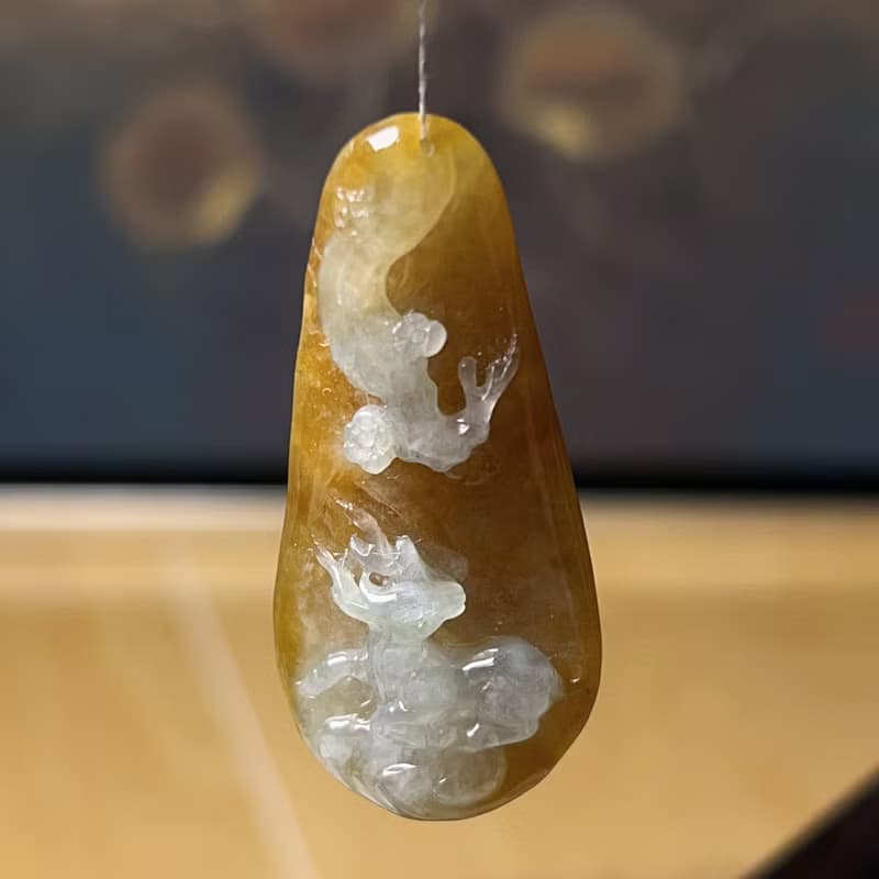 冰飄黃翡翠一鹿有您 | 天然緬甸A貨翡翠 | 送禮