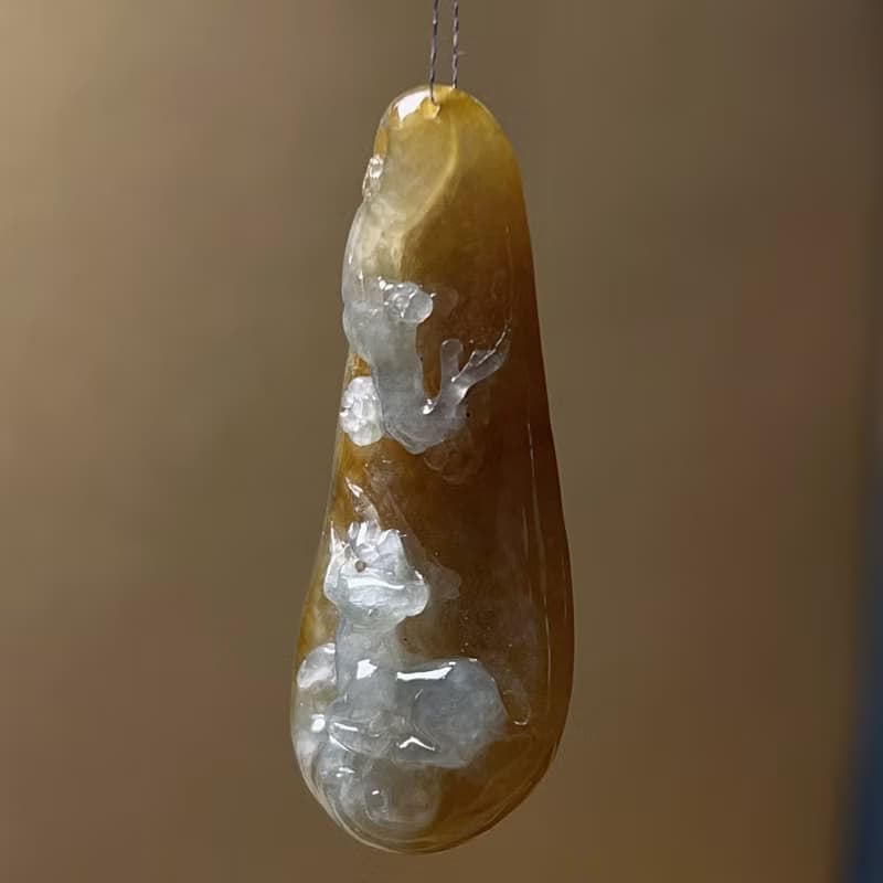 冰飄黃翡翠一鹿有您 | 天然緬甸A貨翡翠 | 送禮