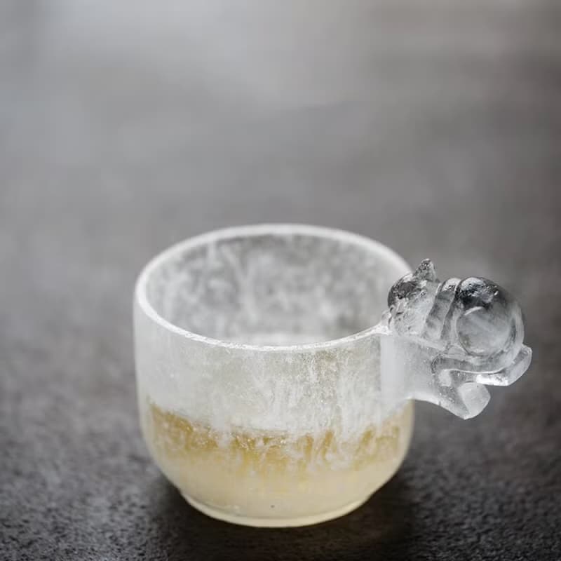 聞說|古法冰凍燒琉璃睡貓主人杯 冰塊剔透感肌理 手工茶杯品茗杯