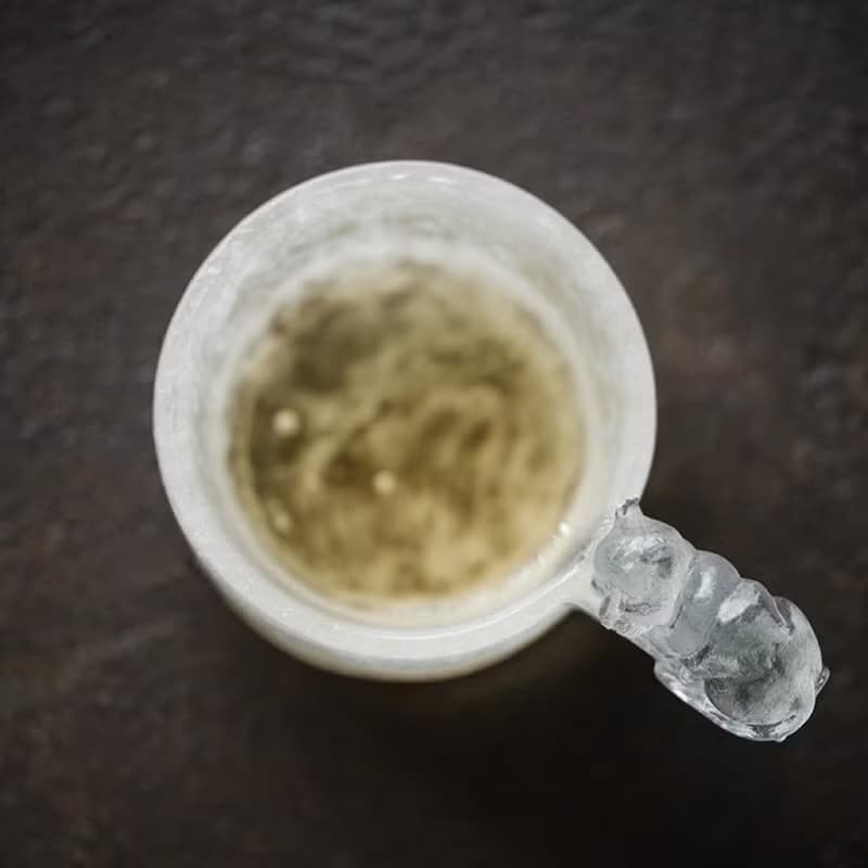 聞說|古法冰凍燒琉璃睡貓主人杯 冰塊剔透感肌理 手工茶杯品茗杯