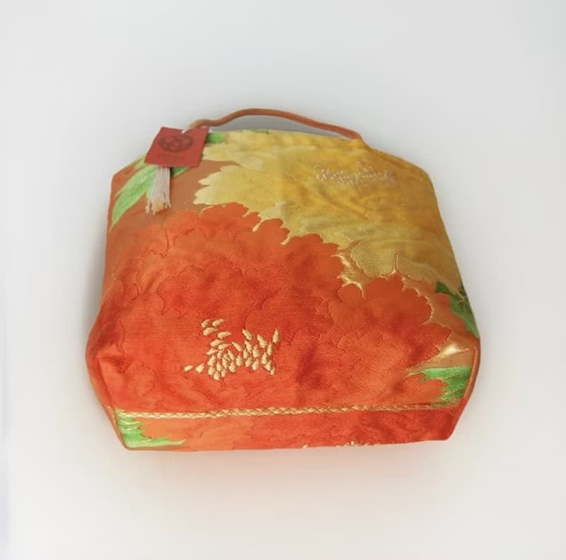 獨一無二真絲和服袋帶托特包, 日本手工刺繡升級改造包, 和風藝術