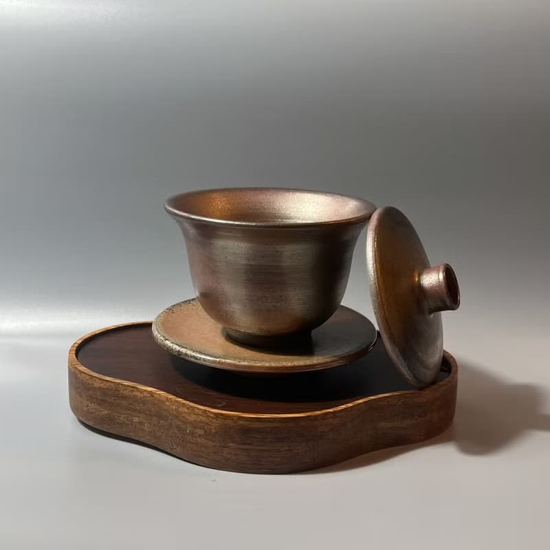 柴燒玫瑰金蓋杯 / 三才杯  / 小平凡手作