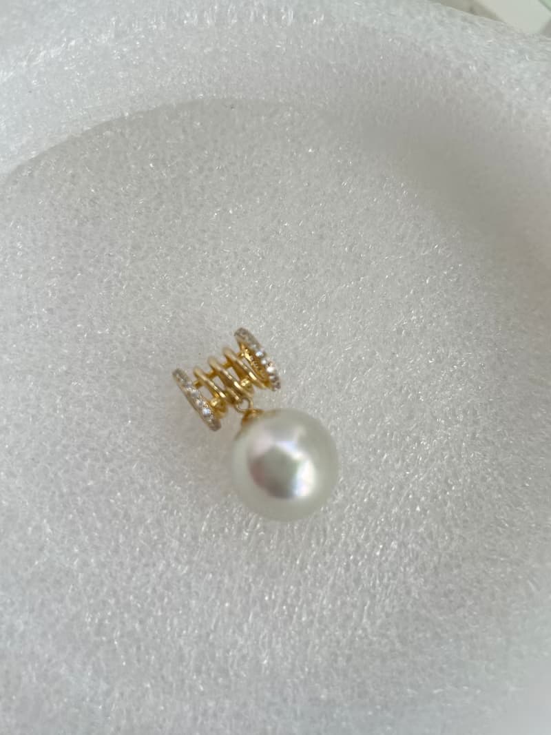 天然淡水珍珠 冷光白 炫彩珍珠 純銀吊墜