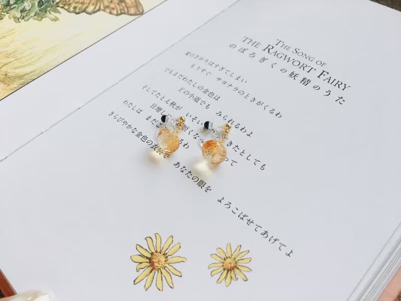 Enko |  酒醺的唯美 黑曜石 黃水晶14K包金 耳環耳夾