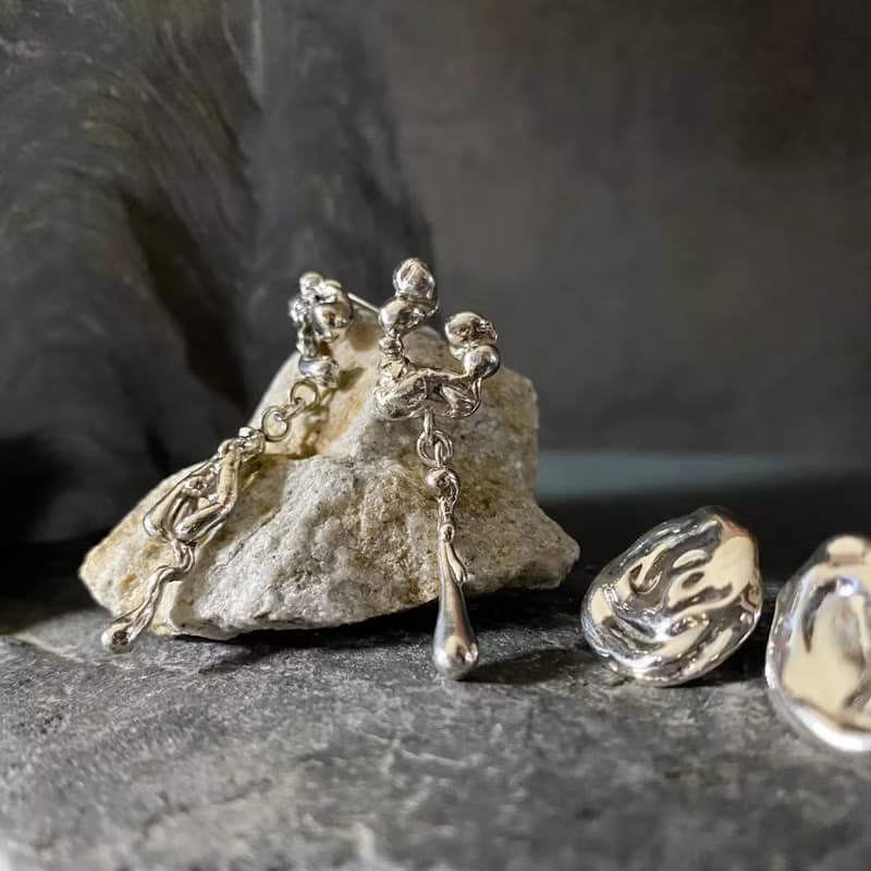 Drip earring / 淌 不對襯垂墜耳飾 (一對)