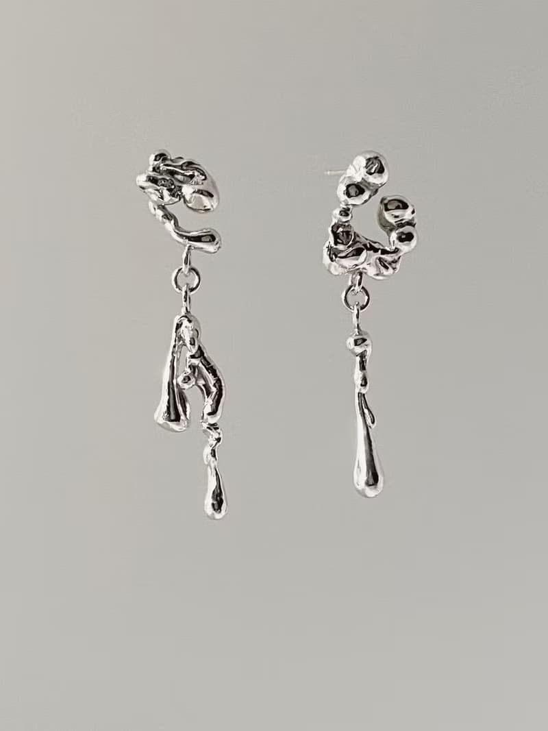 Drip earring / 淌 不對襯垂墜耳飾 (一對)