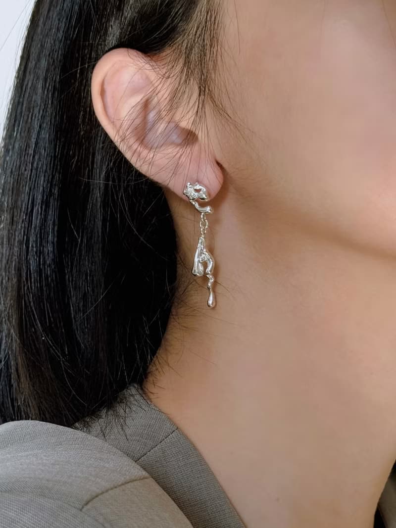 Drip earring / 淌 不對襯垂墜耳飾 (一對)