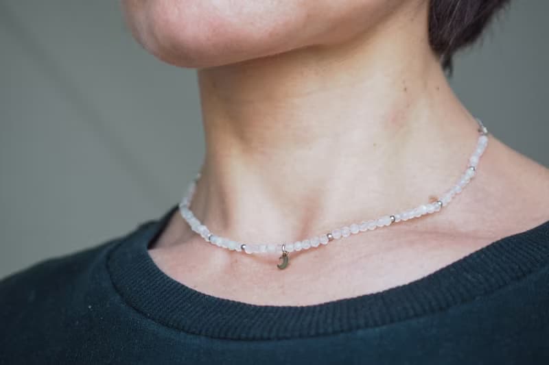 Moonstone choker, 925 Silver pendant, Cancer gem,Taurus stone, mother day gift
