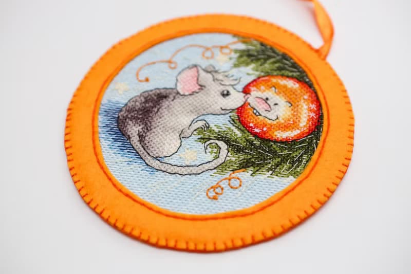 Christmas decoration ball with mouse ; Christmas souvenir ; holiday decor