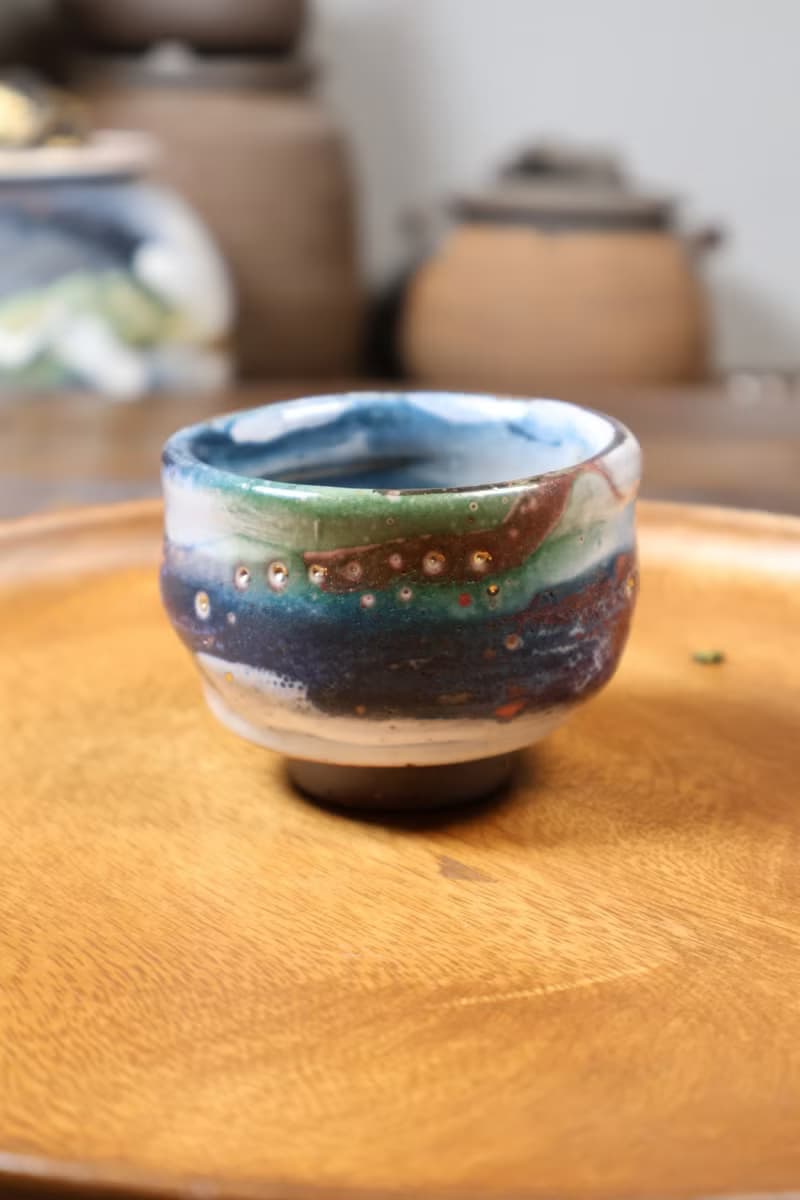 開片系列-志野鎏金星點杯-余華宇老師手作-容量約90c c