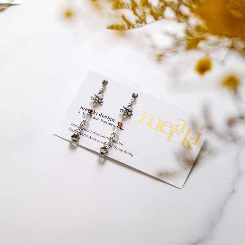 Phyllis | 新藝術風格 古埃及系列金屬珍珠花 Swarovski 水晶耳環