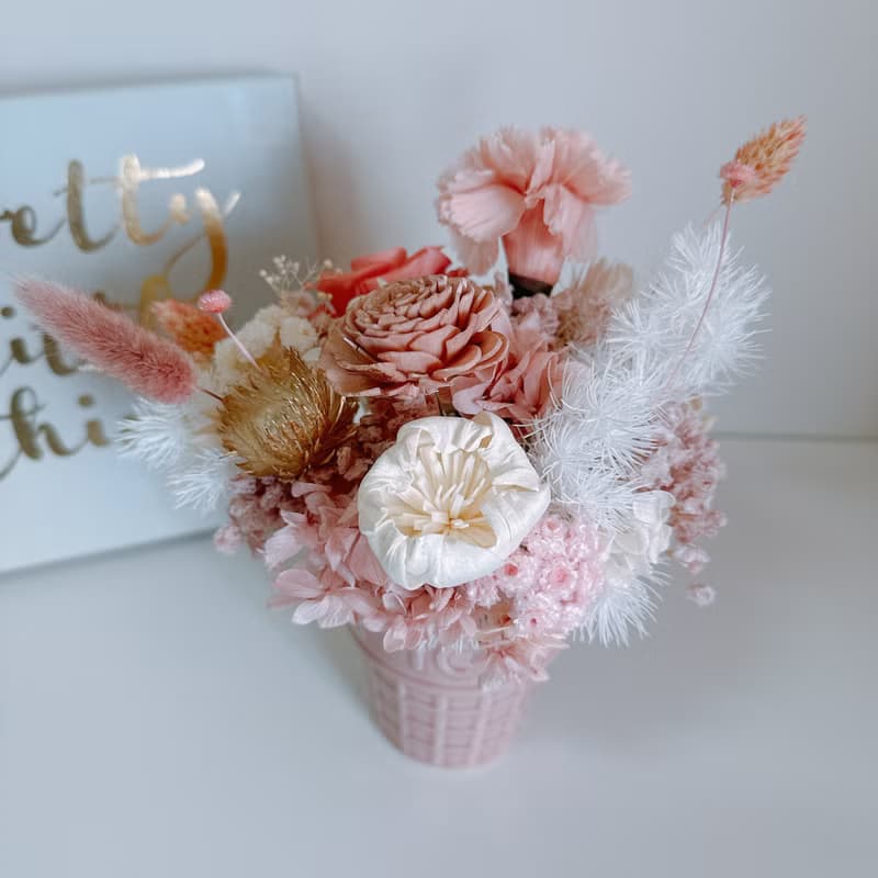 焦糖莓果冰淇淋 永生盆花 花禮 花束 永生花 盆花 禮物