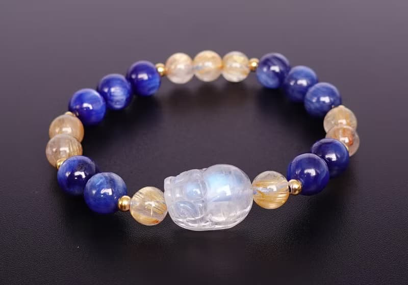 寶麗金珠寶-天然拉長石貔貅水晶手鍊