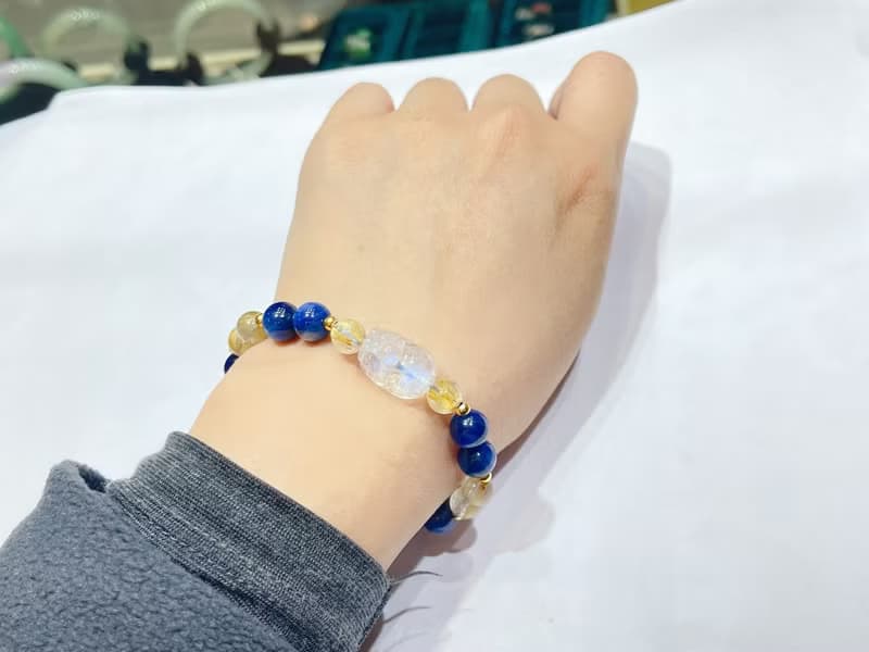 寶麗金珠寶-天然拉長石貔貅水晶手鍊