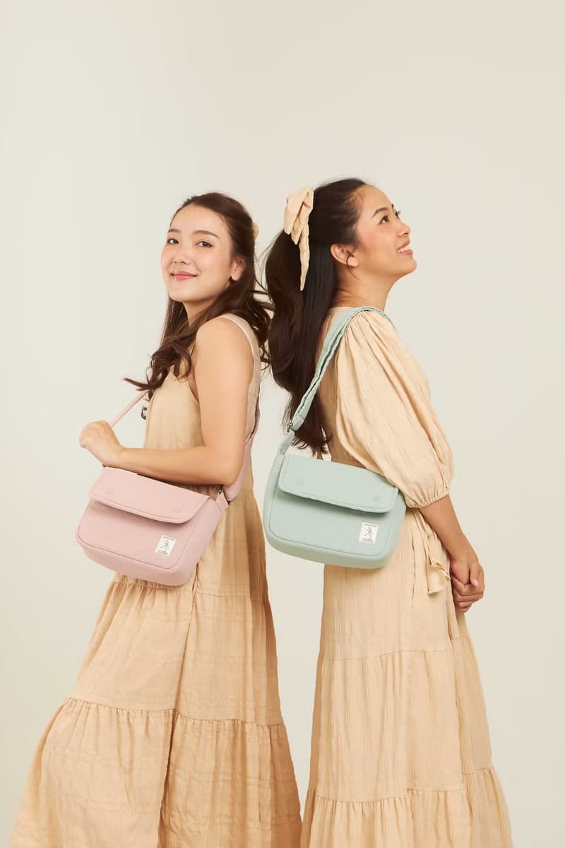 PEBBLE - nylon puffy crossbody bag (pink)