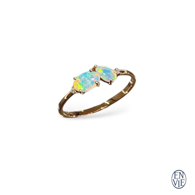 18K 澳洲蛋白石戒指 18K Australian Opal Diamond Ring 畢業禮物