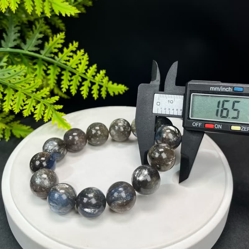 高品質龍鱗雲母藍晶石手串16.5mm顆顆帶眼冰潤星光大顆粒男女手珠